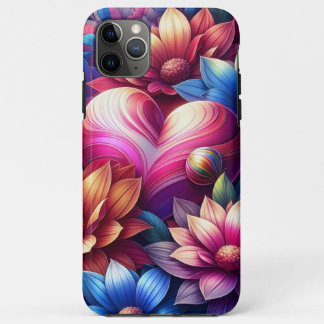 Para iPhone 11 Pro Max Capa de telefone de Coração e Girassóis
