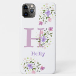Para iPhone 11 Pro Max Design de Nome e Flores Iniciais da capa de telefo