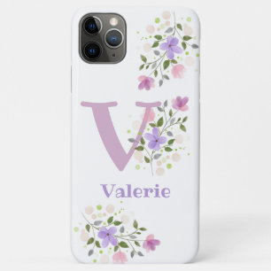 Para iPhone 11 Pro Max design de Nome e Flores Iniciais da capa de telefo