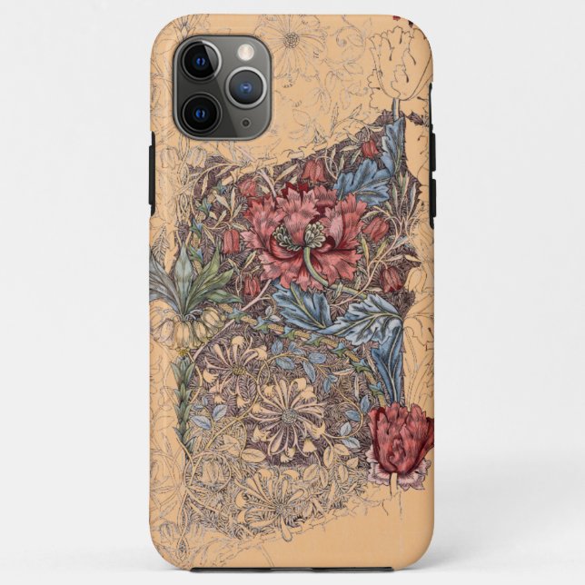 Para iPhone 11 Pro Max William Morris FLOWER DESIGN CAPA DE TELEFONE CASE (Verso)