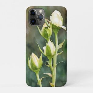 Para iPhone 11 Pro Rosa de rosas brancas Capa de telefone de arte