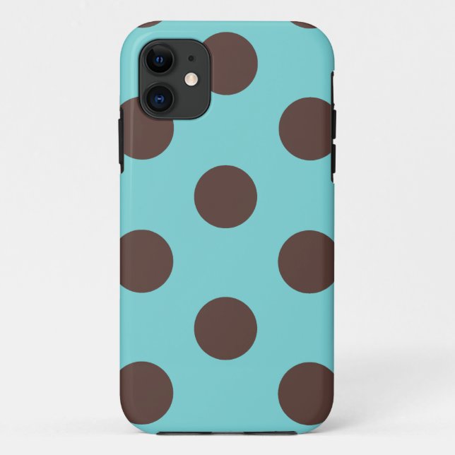 Para iPhone 11 Qualquer Bolinhas Capa de telefone azul e marrom (Verso)