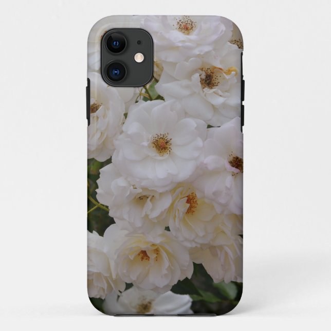 Para iPhone 11 Rosas brancas na Capa de telefone do Bloom (Verso)