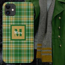 Para iPhone 11 Tartan - Capa de telefone branca verde Dourada e e