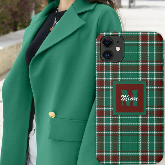 Para iPhone 11 Tartan - Capa de telefone Verde Vermelho e Branco  (Tartan - Green Russet Red and Off White Phone Case by Leapfroglisics Shop)