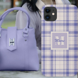 Para iPhone 11 Tartan - e Leve Roxo - Capa de telefone