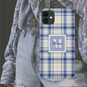 Para iPhone 11 Tartan - Fundo Azul Escuro - Capa de telefone