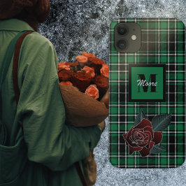 Para iPhone 11 Tartan - Rosa com Capa de telefone Preta e Verde