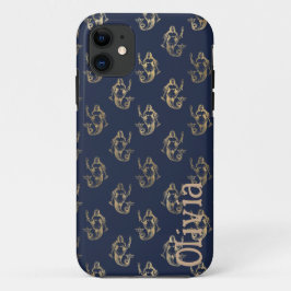 Para iPhone 11 Vintage Mermaids Capa de telefone com seu nome