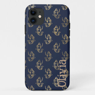 Para iPhone 11 Vintage Mermaids Capa de telefone com seu nome