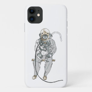 Para iPhone 11 Vintage Sitting Diver com Trabalho de arte de capa