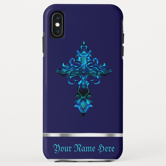Para iPhone, Case-Mate Capa de iPhone XS Max Cruz Medieval Azul (Verso)