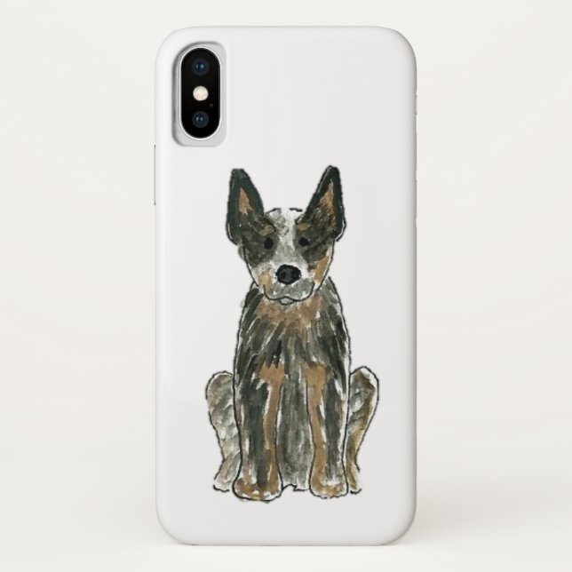 Para iPhone, Case-Mate Capa de telefone azul de Heeler do cão australiano (Verso)