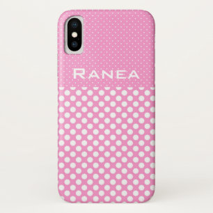 Para iPhone X Capa de telefone com nome personalizado e bolinhas