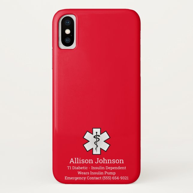 Para iPhone, Case-Mate Capa de telefone de Alerta Médico Personalizado (Verso)