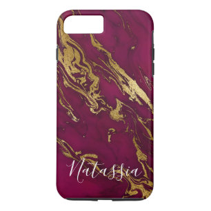 iPhone 8 Plus/7 Plus Capa de telefone de mármore personalizada Borgonh