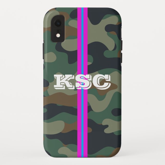 Para iPhone, Case-Mate Capa de telefone de padrão da Camo com rosa (Verso)