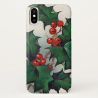 Capa de telefone dez do azevinho do natal vintage