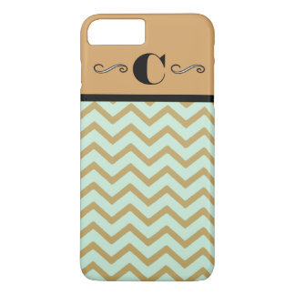iPhone 8 Plus/7 Plus capa de telefone do Monograma Dourado e Teal