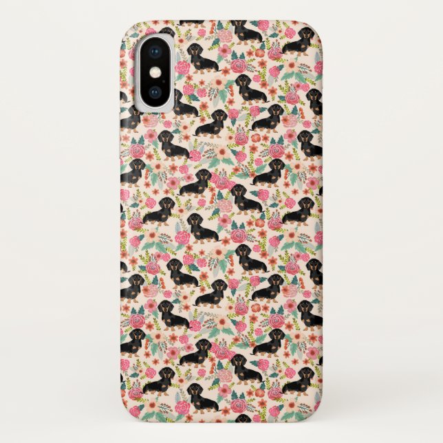 Para iPhone, Case-Mate Capa de telefone floral de Doxie - enegreça e tan (Verso)