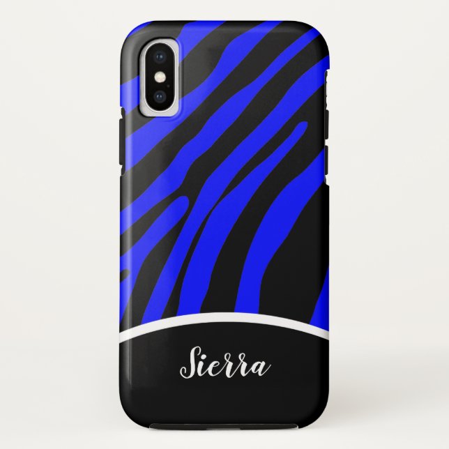 Para iPhone, Case-Mate Capa de telefone Real Azul e Zebra Negra (Verso)