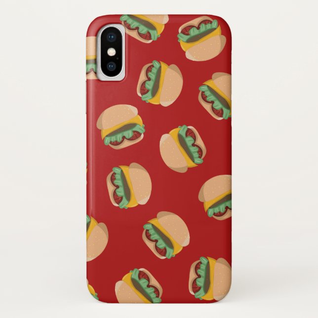 Para iPhone, Case-Mate Hamburgueres na capa de telefone vermelha (Verso)
