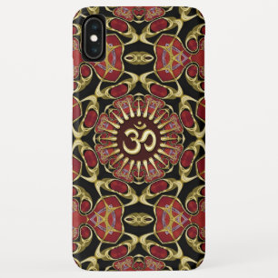 Capa Para iPhone XS Max Sânscrito Om Dourado + capa iphone 3 Barroco Verm