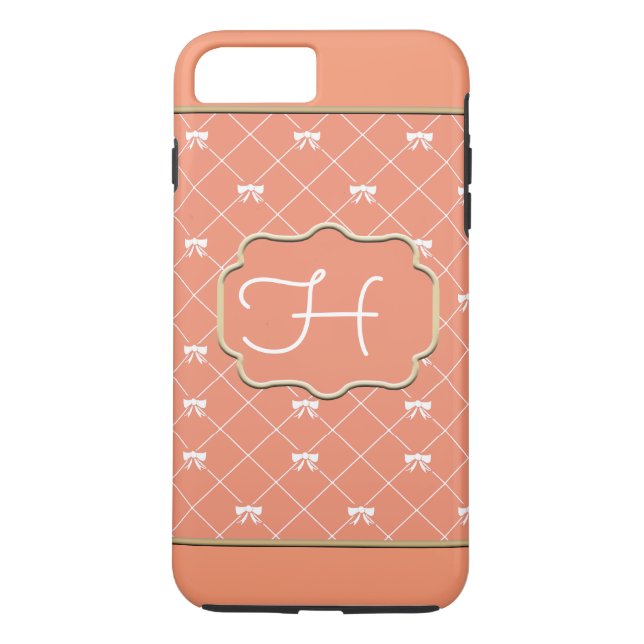 Para iPhone, Case-Mate Trendy Orange e White Monoagram Capa de telefone (Verso)