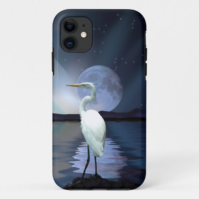 Para iPhone Da Case-Mate White Egret & Moon Fantasy Willife Capa de telefon (Verso)