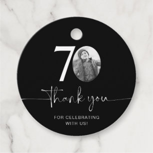 Para Lembrancinhas Aniversário de 70 Negro Obrigado Por Etiquetas Fav