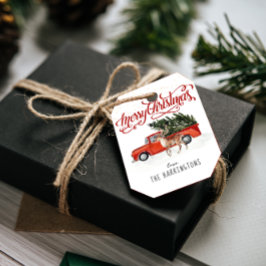 Para Lembrancinhas Caminhão de Natal Vermelho & Rena | Etiquetas de F