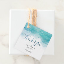 Elegante Oceano Azul Obrigado Por Etiquetas Favorá