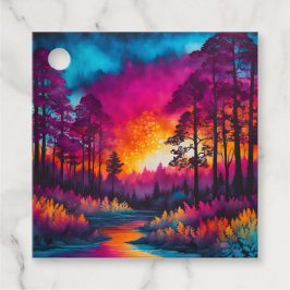 Para Lembrancinhas Etiquetas Coloridas de Arte da Floresta Batik