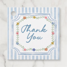 Etiquetas de Agradecimento Floral Azul