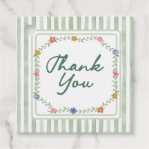 Etiquetas de Agradecimento Floral Verde