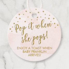 Para Lembrancinhas Etiquetas de Champanhe Douradas rosa, Pop quando e