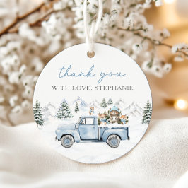 Para Lembrancinhas Etiquetas de Favor Azuis da Floresta de inverno