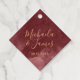 Para Lembrancinhas Etiquetas de Favor da Aquarela Dourada e Borgonha