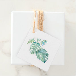 Para Lembrancinhas Etiquetas de Favor de Folhagem Tropical em Aquarel