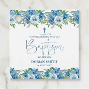 Para Lembrancinhas Etiquetas de Favor do Bebê Azul Floral