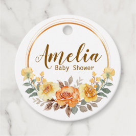 Para Lembrancinhas Etiquetas de Favor do Chá de fraldas Floral Laranj