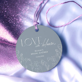 Para Lembrancinhas Etiquetas de Favor Floral Azul na moda Dusty