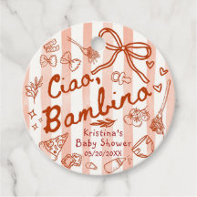 Etiquetas de Favor Vermelho Ciao Bambino/Etiquetas