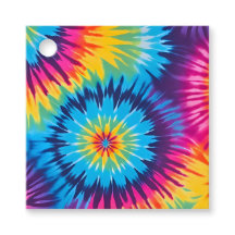 Etiquetas de Presente de Arte Tie Dye Coloridas