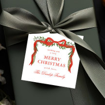 Etiquetas de Presente de Natal com Arranjo de Fita
