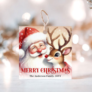Para Lembrancinhas Etiquetas de Presente de Natal do Papai Noel Renas