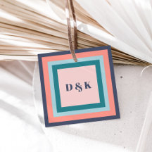 Etiquetas de Presente Monograma, Iniciales com Cor