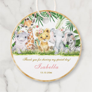 Para Lembrancinhas Etiquetas Personalizadas de Batismo na Selva e Pri