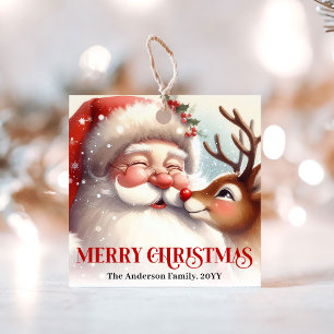 Para Lembrancinhas Felizes Etiquetas de Presente do Papai Noel Rudolp