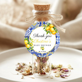 Para Lembrancinhas Limões Azulejos Azuis Agradeço as Etiquetas de Fav